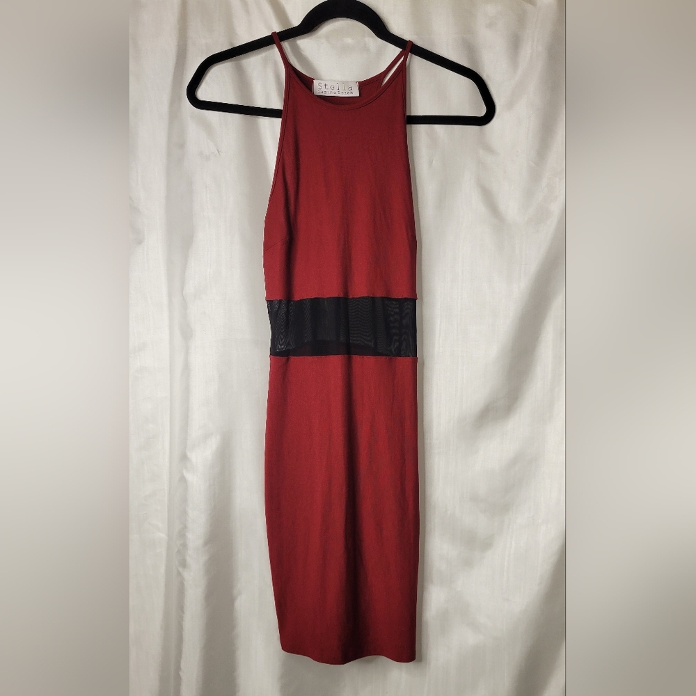 Stella Laguna Beach sheer waist dress, burgundy